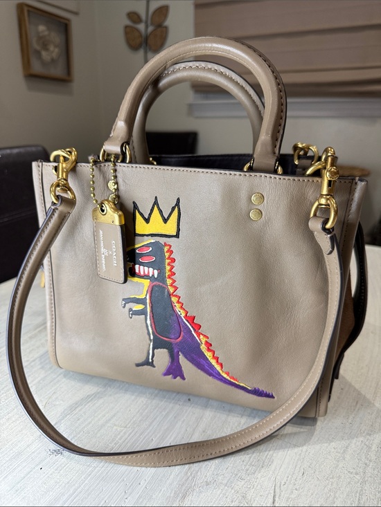 Coach Handbags - Coach X Rouge 25 Jean Michael Basquat Leather Satchel with Multicolor Rexy Dino